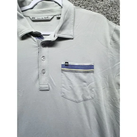 Travis Mathew Mens Polo Shirt Golf X-Large Off-White Pima Cotton Blend Brickyard - Picture 3 of 11